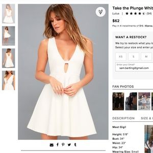 Lulu's Take the Plunge White Skater Dress